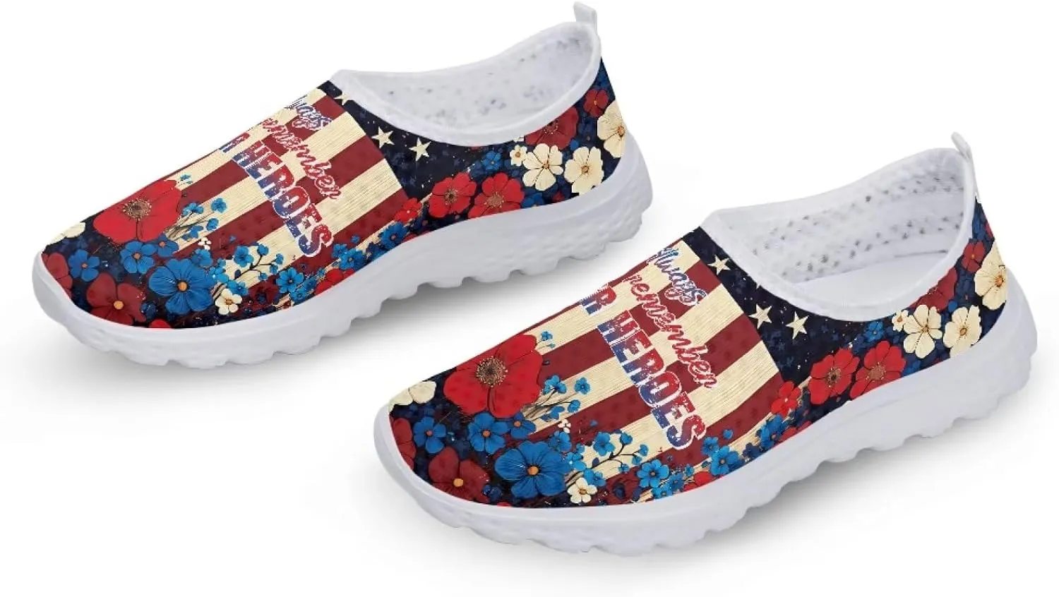 Slip on Loafer Shoes for Women Casual Round Toe Mesh Flat Walking Sneakers Ladies Painted Casual Shoe US Size 5.5-11.5