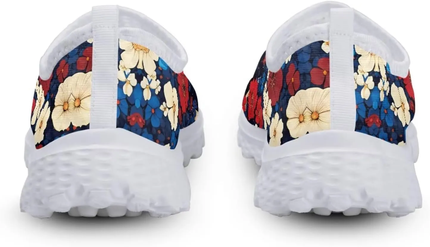 Slip on Loafer Shoes for Women Casual Round Toe Mesh Flat Walking Sneakers Ladies Painted Casual Shoe US Size 5.5-11.5