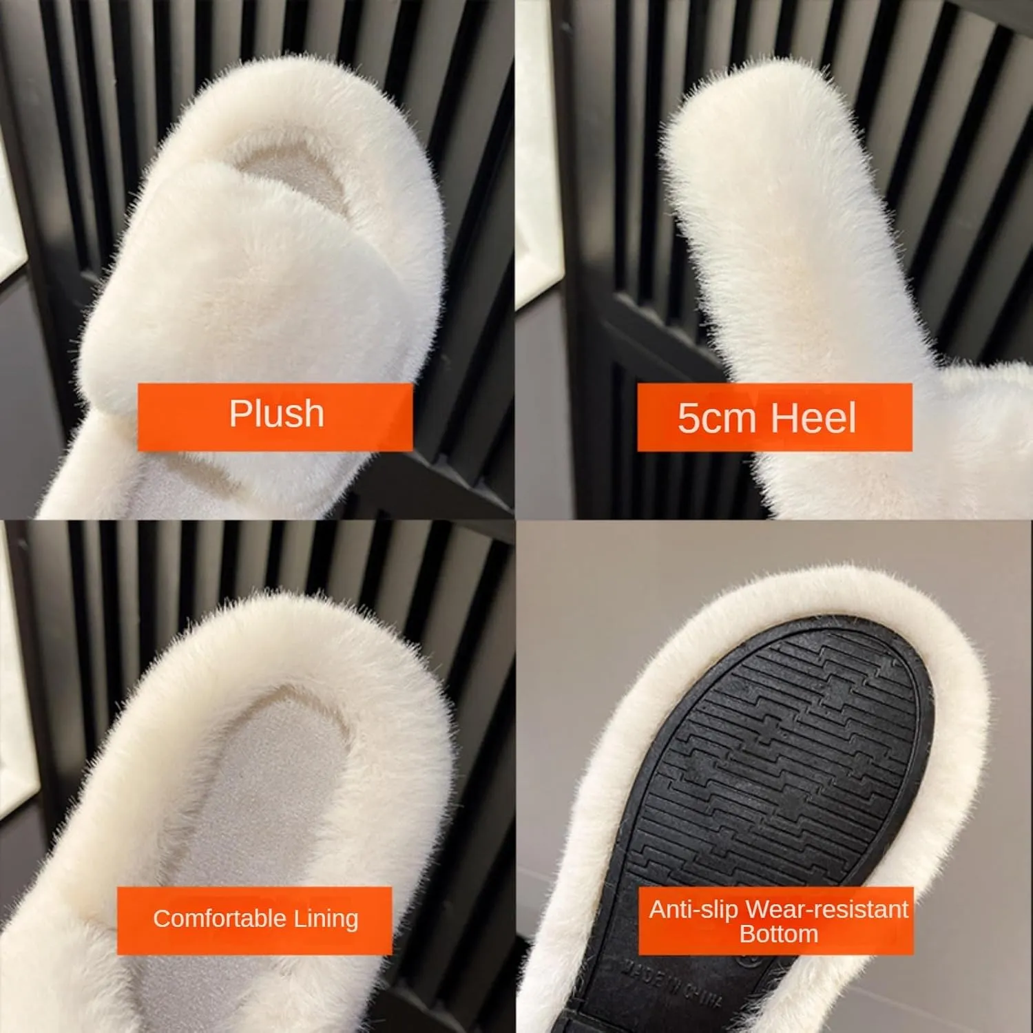 Slippers for Women, Memory Foam House Bedroom Slippers Comfy Faux Fur Lined Slide Shoes Outdoor Open Toe Slippers