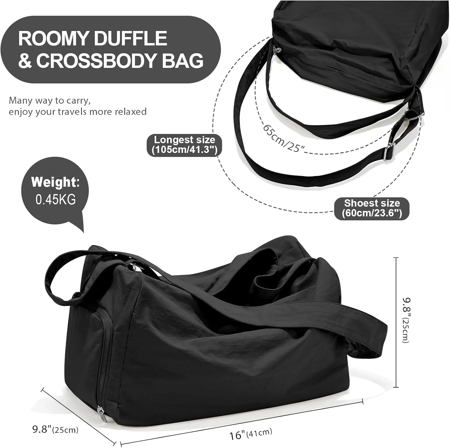 Small Gym Bag with Shoe Compartment, Workout Sport Duffle Bag for Women Travel, Waterproof Shoulder Overnight Bags Lightweight Carry on Tote Bags for Swim, Yoga, Dance