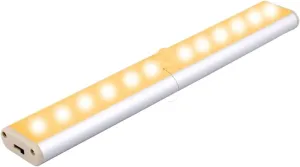 Smart Strip Charging 24led Human Body Sensor lamp Cabinet lamp Sensor Night Light USB Shoe Cabinet Wardrobe lamp (Color : 12 Lights Warm Light, Size : 2.8w)