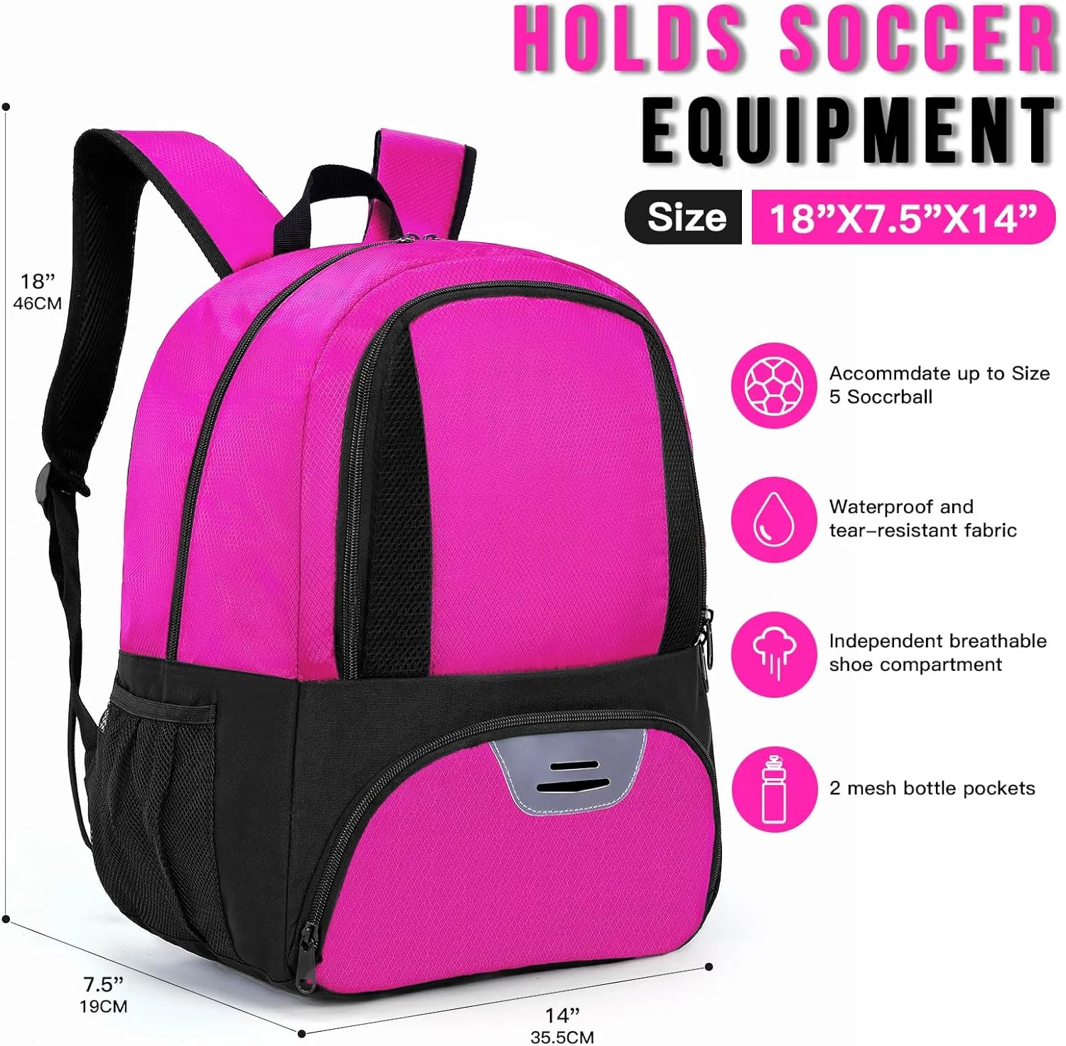Soccer Bag,Youth Soccer Backpack, Football Volleyball Basketball Backpack fo,Sport Equipment Bags with Shoe compartment