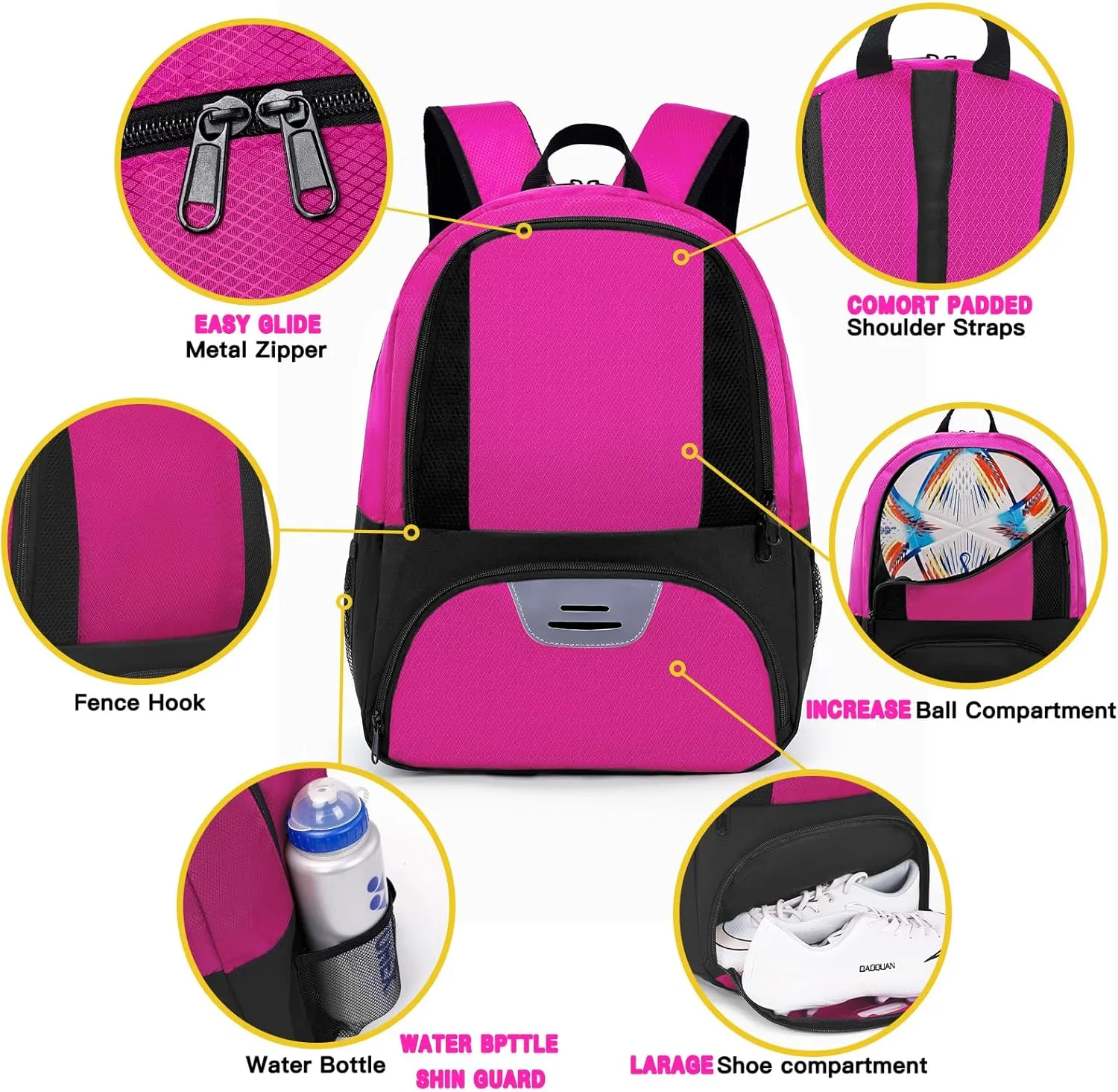 Soccer Bag,Youth Soccer Backpack, Football Volleyball Basketball Backpack fo,Sport Equipment Bags with Shoe compartment