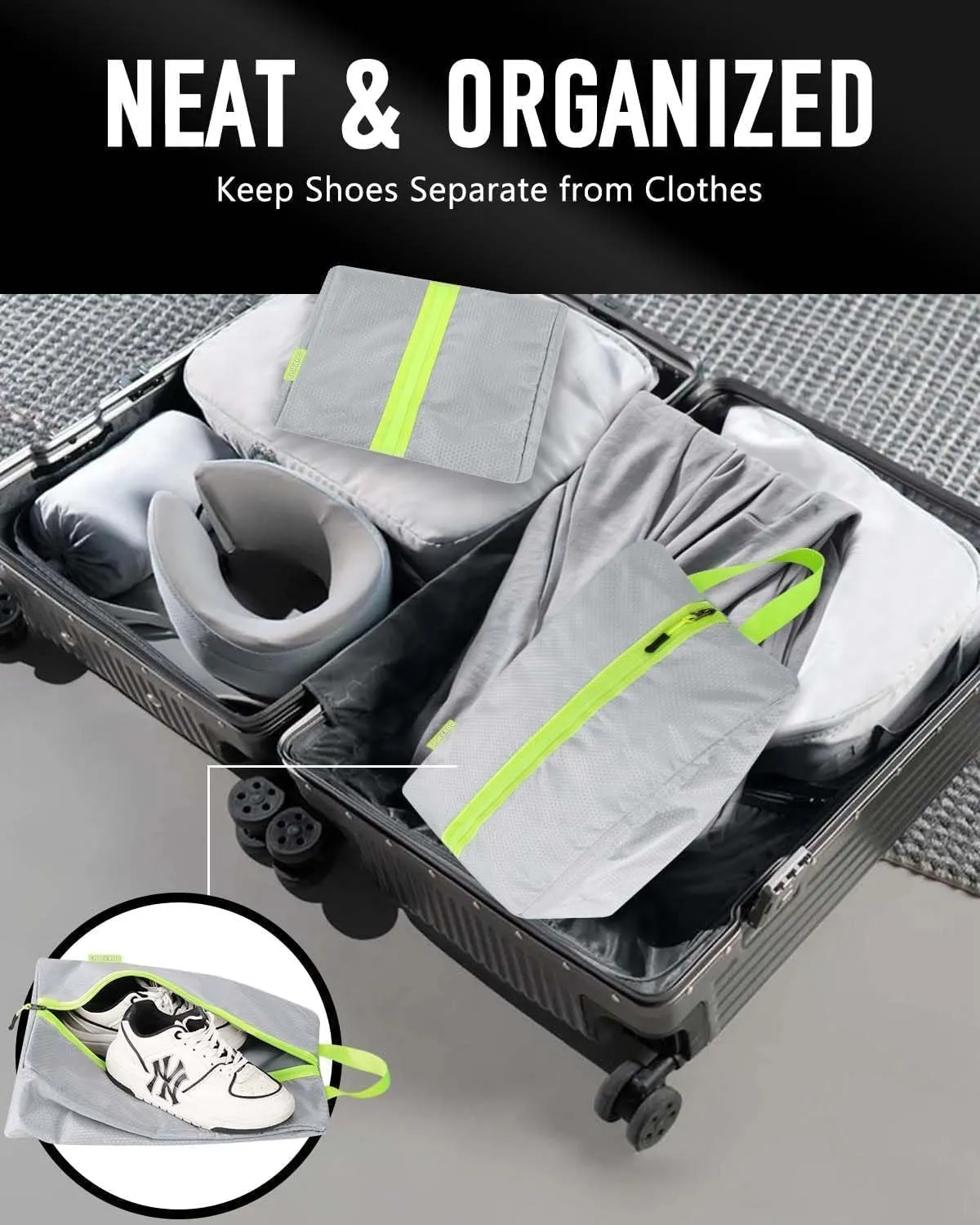 Soccer Cleat Bag - Odor-Absorbing Lightweight Track Shoe Organizer for Travel, Gym & Sports | Smell-Proof Storage with Active Carbon Fabric (Ideal for Spikes, Golf, Tennis，Bowling)