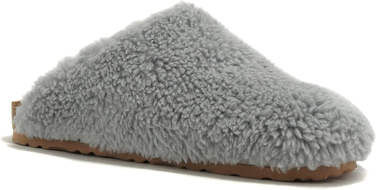 Soda Emotion - Women's Super Soft Faux Fur Fuzzy Fluffy Close Toe Cork Platform Slide Slipper