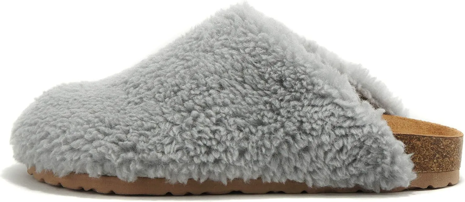 Soda Emotion - Women's Super Soft Faux Fur Fuzzy Fluffy Close Toe Cork Platform Slide Slipper