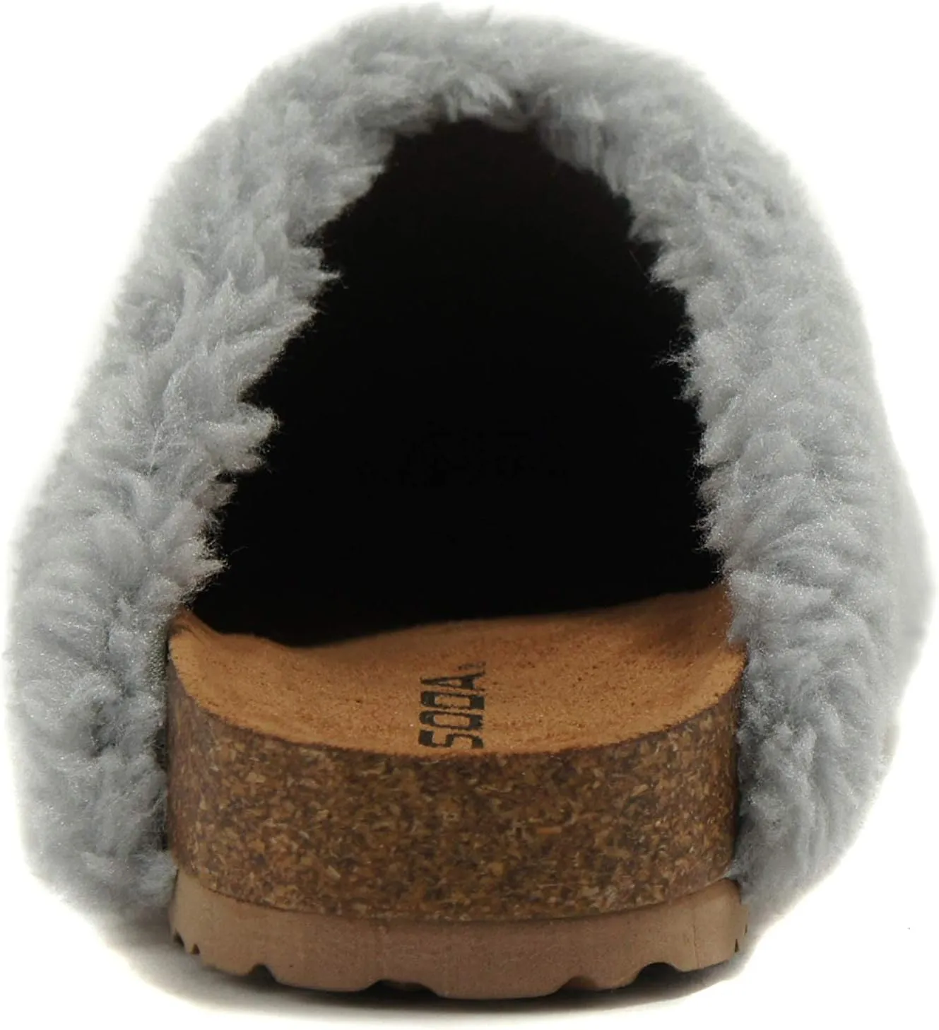 Soda Emotion - Women's Super Soft Faux Fur Fuzzy Fluffy Close Toe Cork Platform Slide Slipper