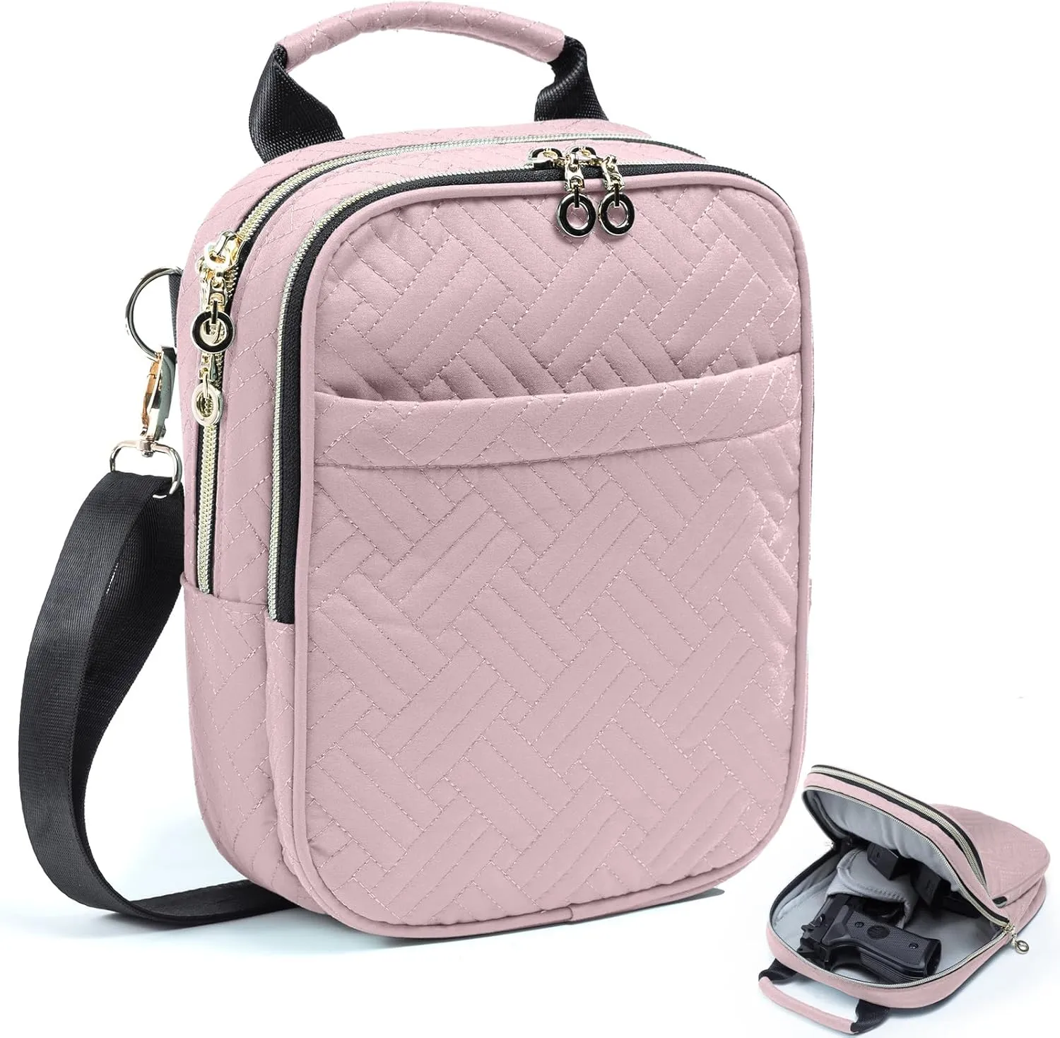 Soft Pistol Case, Gun Bag for Women, CCW Pistol Bag, Crossbody Gun Bag, Concealed Carry Gun Pouch, Small Tactical Range Bag, Gun Case with Shoulder Strap (Pink)