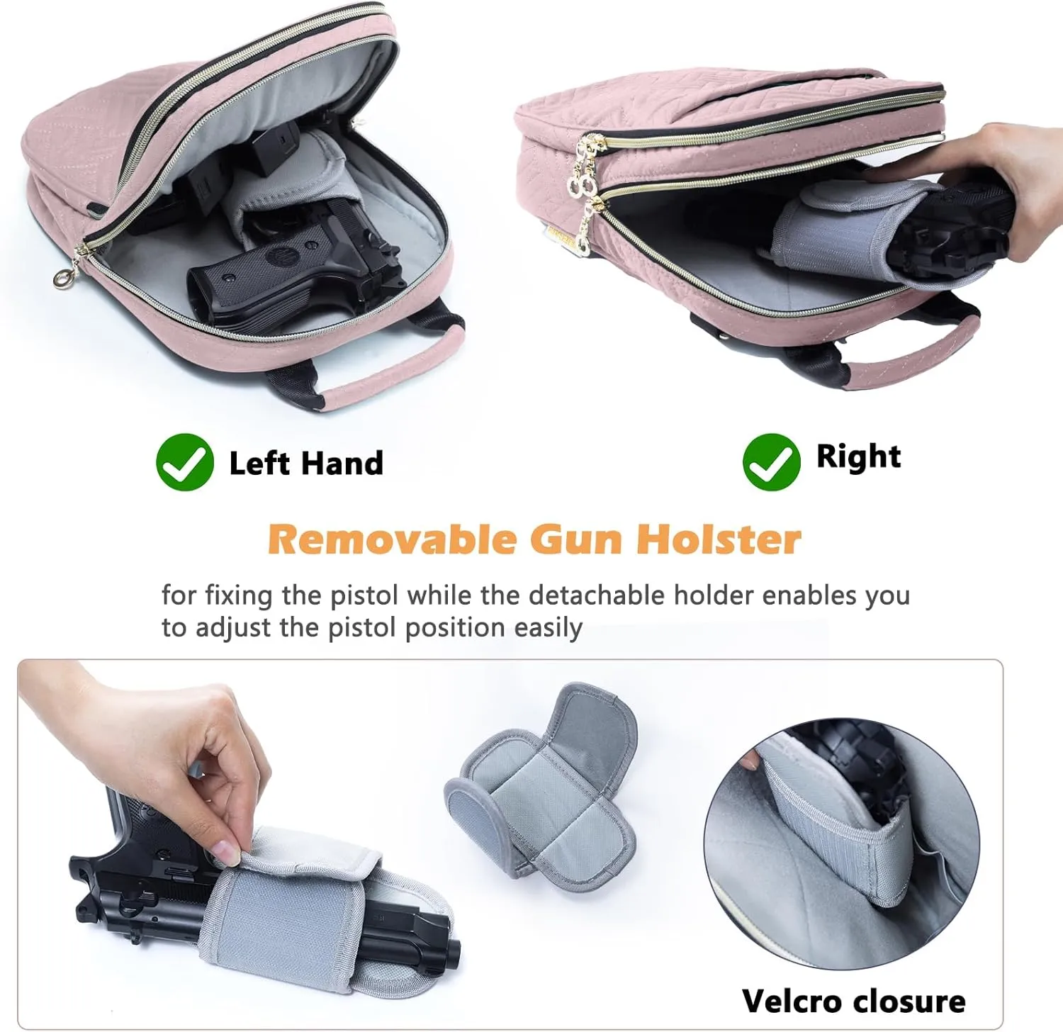 Soft Pistol Case, Gun Bag for Women, CCW Pistol Bag, Crossbody Gun Bag, Concealed Carry Gun Pouch, Small Tactical Range Bag, Gun Case with Shoulder Strap (Pink)
