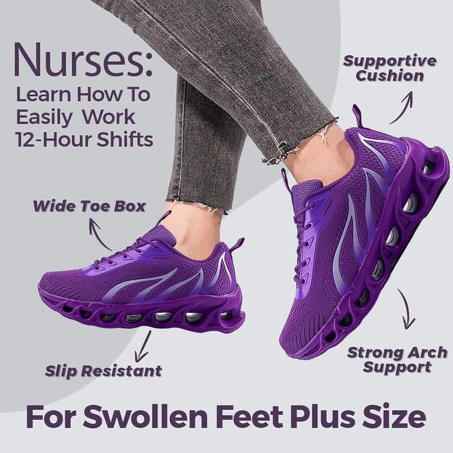 Softsfeel Women's Relieve Foot Pain Walking Shoes, Orthopedic Shoes for Wide Feet Women
