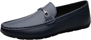 Solid Color Loafers for Men Round Toe PU Leather Slip On Comfortable Lightweight