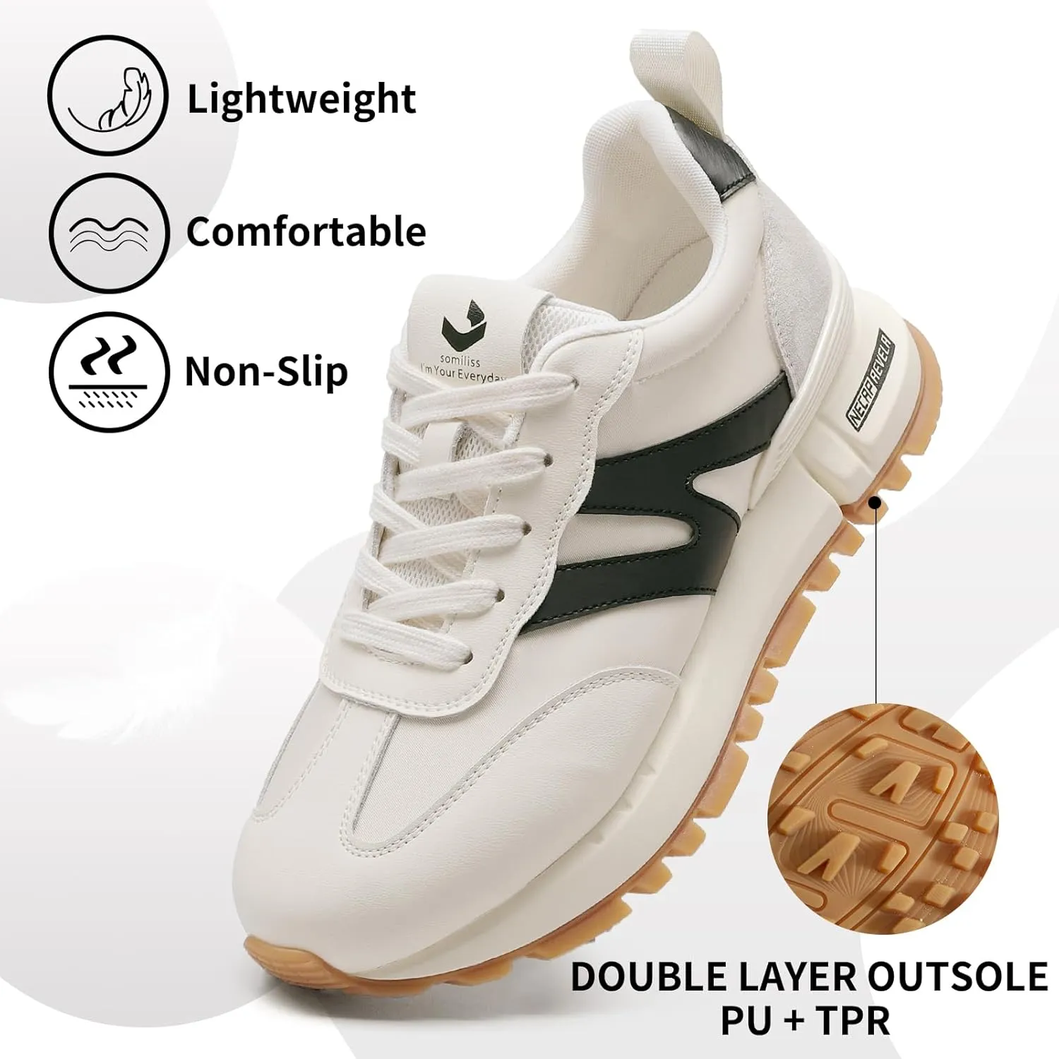 somiliss Sneakers for Women Genuine Leather Suede Patchwork Casual Lace Up Non-Slip Walking Shoes Comfortable Tennis Running Shoes Womens Fashion Sneakers