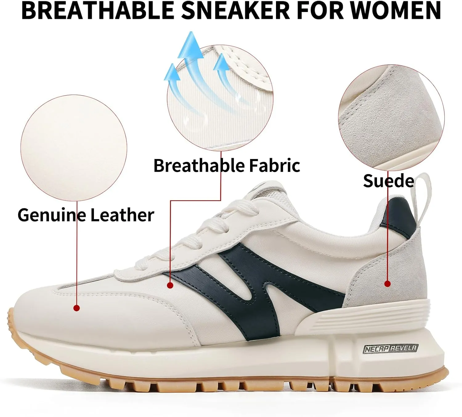 somiliss Sneakers for Women Genuine Leather Suede Patchwork Casual Lace Up Non-Slip Walking Shoes Comfortable Tennis Running Shoes Womens Fashion Sneakers