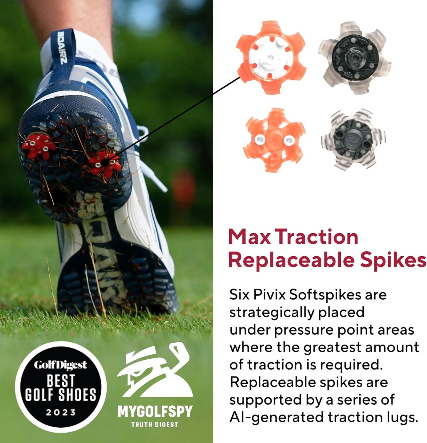 SQAIRZ Speed ProS2 Men's Athletic Golf Shoes, Designed for Balance & Performance, Replaceable Spikes, Waterproof