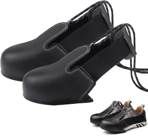 Steel Toe Protective Sleeve Safety Shoe Covers Leather Overshoes Cover with Adjustable Strap Anti-kick Shoe Protect for Industry (Size EUR 36-47)