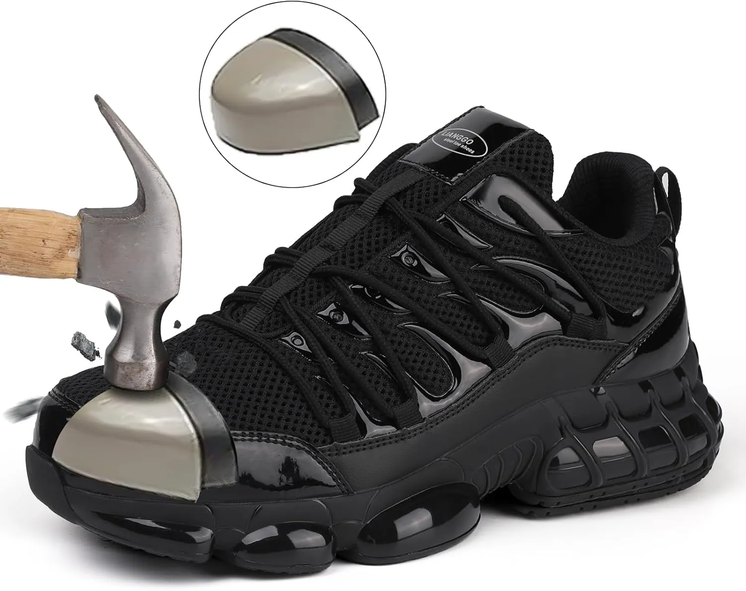 Steel Toe Shoes for Men Women Composite Toe Shoes Indestructible Safety Shoes Lightweight Steel Toe Sneakers Slip Resistant Puncture Proof Air Cushion Breathable Industry Construction Work Shoes