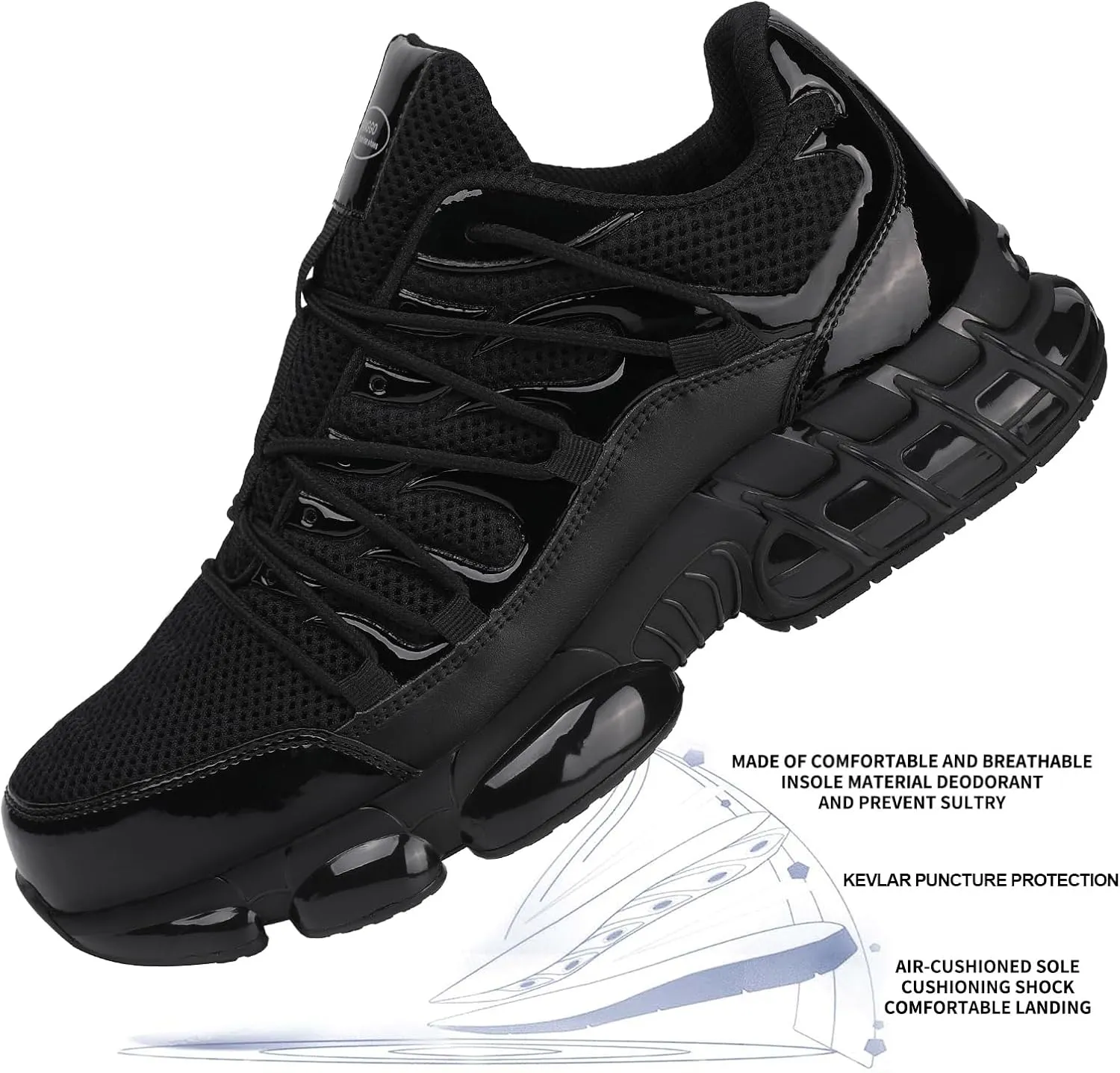 Steel Toe Shoes for Men Women Composite Toe Shoes Indestructible Safety Shoes Lightweight Steel Toe Sneakers Slip Resistant Puncture Proof Air Cushion Breathable Industry Construction Work Shoes
