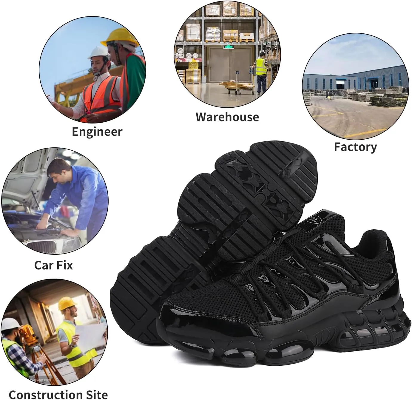 Steel Toe Shoes for Men Women Composite Toe Shoes Indestructible Safety Shoes Lightweight Steel Toe Sneakers Slip Resistant Puncture Proof Air Cushion Breathable Industry Construction Work Shoes