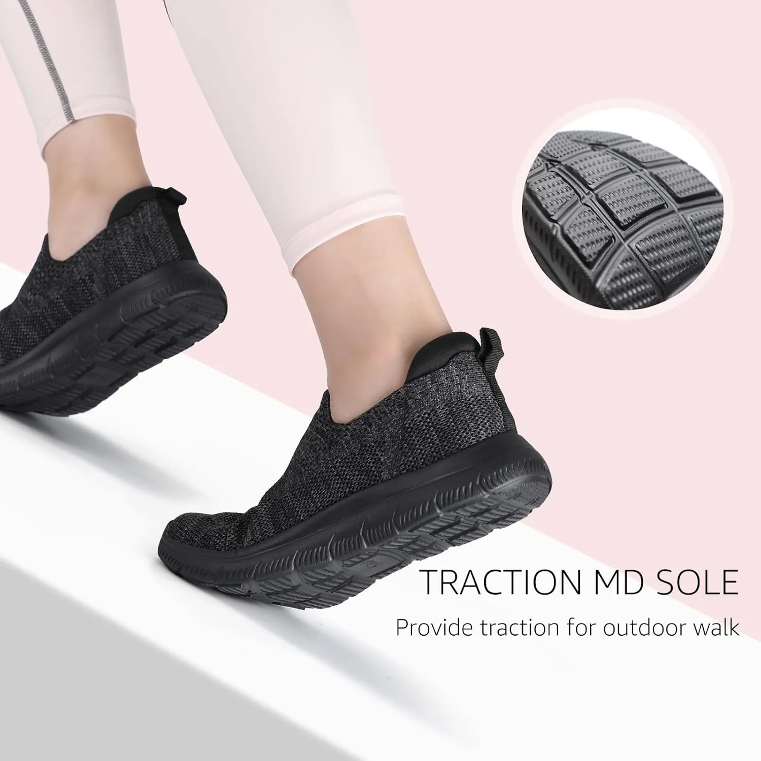 STQ Slip On Sneakers for Women Lightweight Walking Shoes Comfortable Breathable Mesh with Arch Suuport
