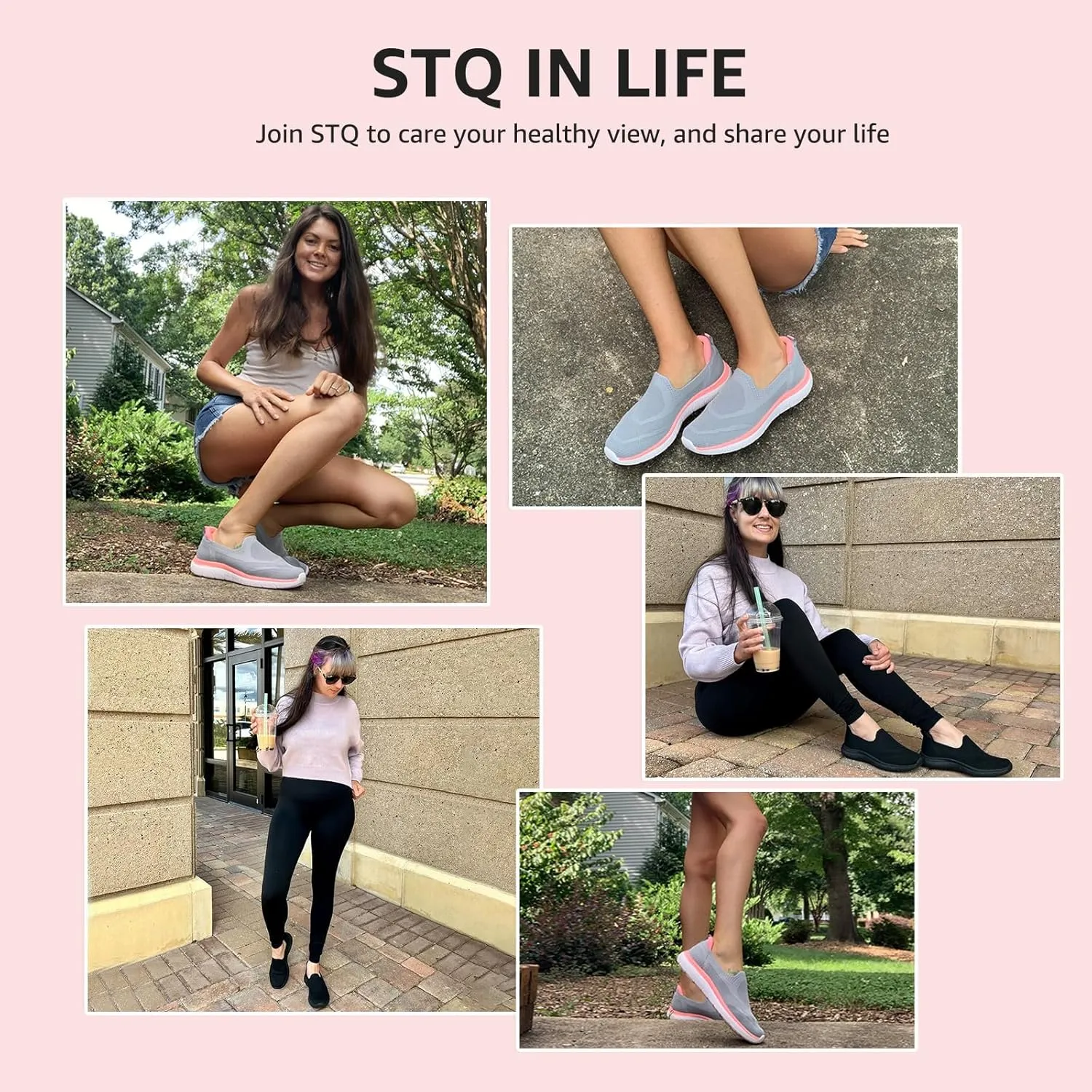 STQ Slip On Sneakers for Women Lightweight Walking Shoes Comfortable Breathable Mesh with Arch Suuport