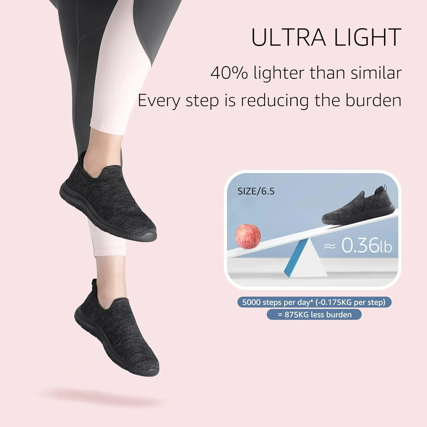 STQ Slip On Sneakers for Women Lightweight Walking Shoes Comfortable Breathable Mesh with Arch Suuport
