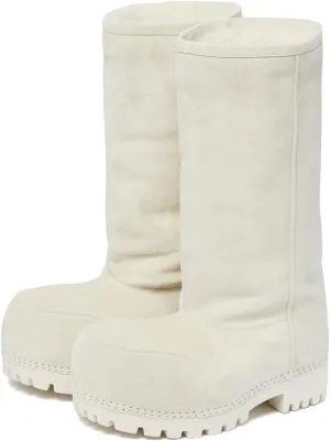 Suede Leather Platform Snow Boots For Women Fur Hippy Mid Calf Winter Boots Slip On Round Toe Comfort Warm Trending Knee High Boots