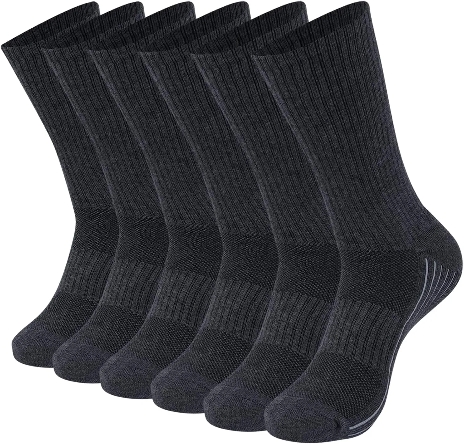 Sunew Viscose Bamboo Socks, Unisex Cushioned Comfortable Crew Workout Hiking Socks 6 Pairs