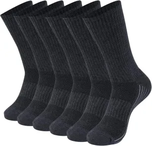 Sunew Viscose Bamboo Socks, Unisex Cushioned Comfortable Crew Workout Hiking Socks 6 Pairs