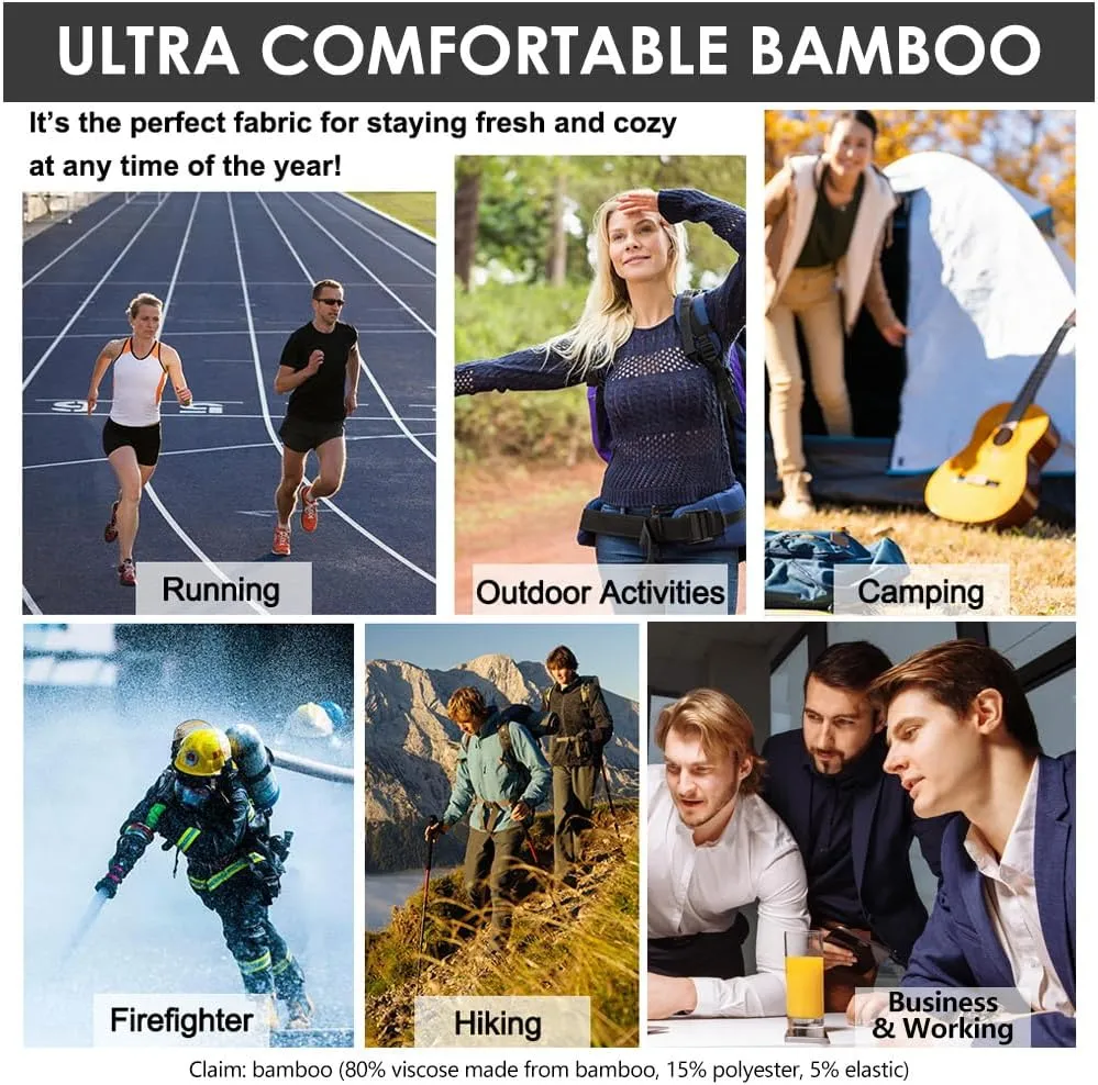 Sunew Viscose Bamboo Socks, Unisex Cushioned Comfortable Crew Workout Hiking Socks 6 Pairs
