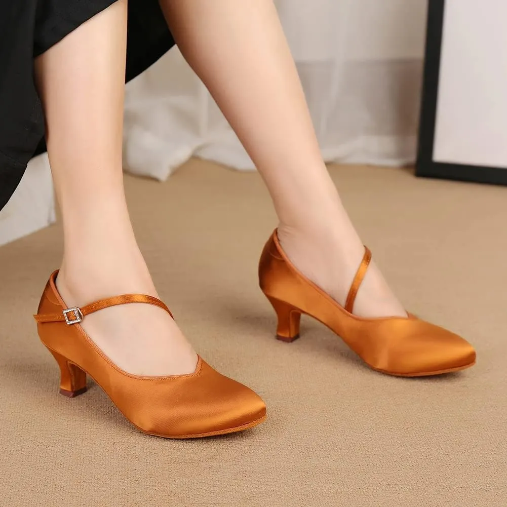 SWDZM Women Ballroom Dance Shoes Closed Toe Latin Salsa Walts Tango Character Dancing Shoes