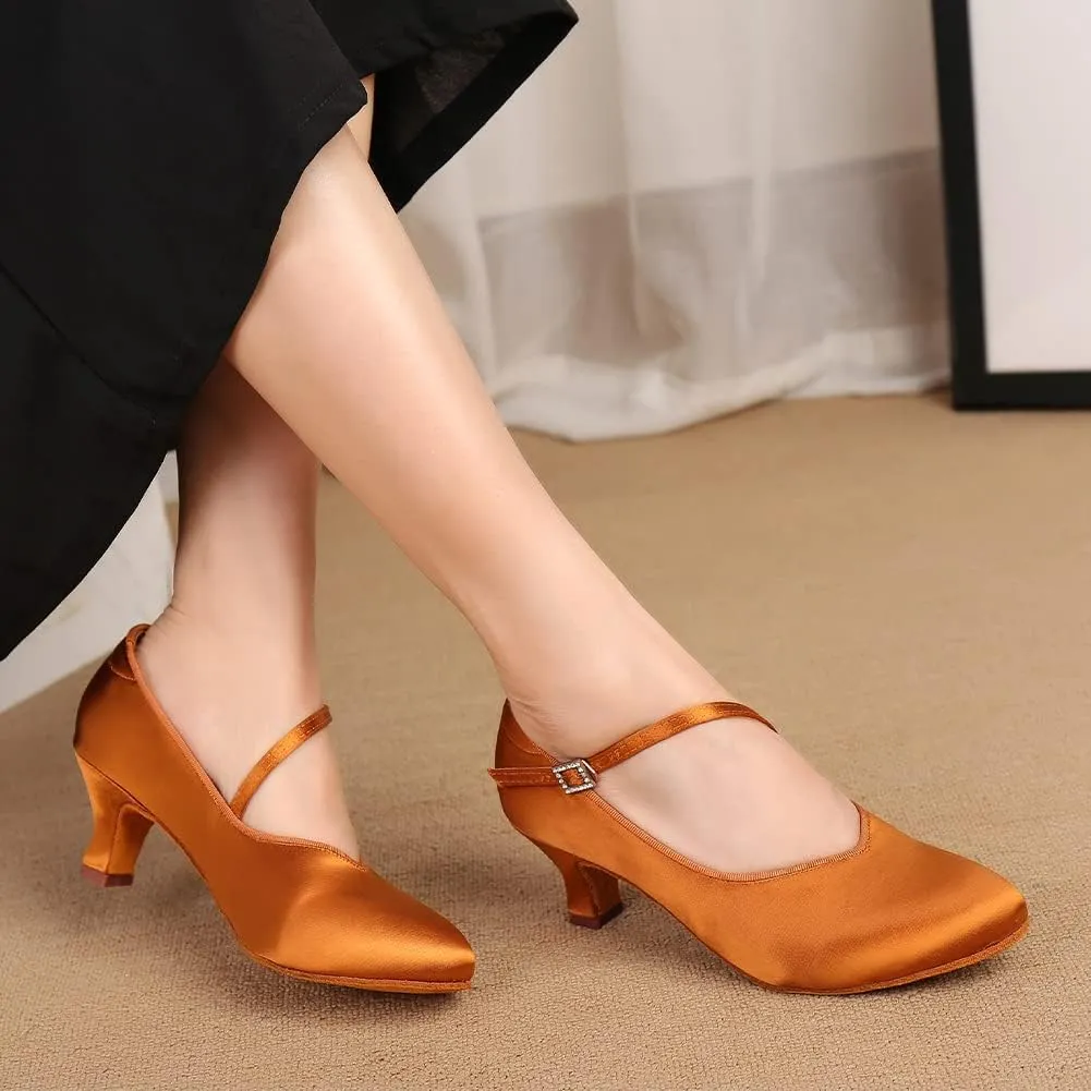SWDZM Women Ballroom Dance Shoes Closed Toe Latin Salsa Walts Tango Character Dancing Shoes