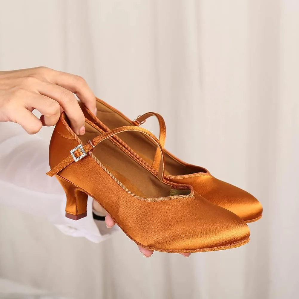 SWDZM Women Ballroom Dance Shoes Closed Toe Latin Salsa Walts Tango Character Dancing Shoes