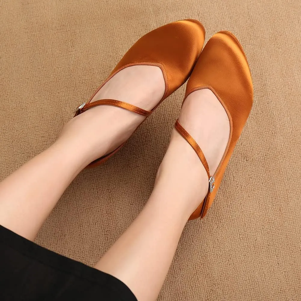 SWDZM Women Ballroom Dance Shoes Closed Toe Latin Salsa Walts Tango Character Dancing Shoes