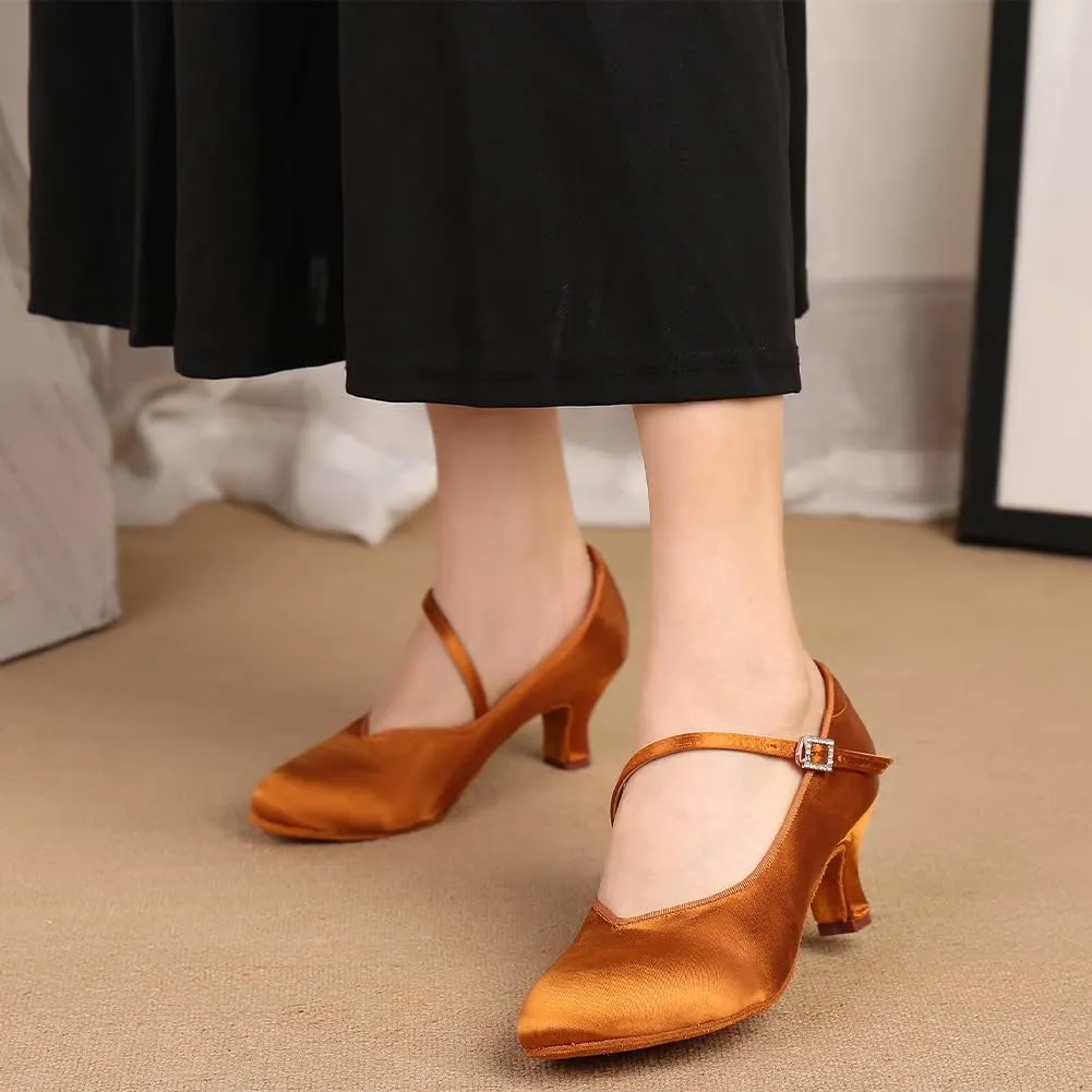 SWDZM Women Ballroom Dance Shoes Closed Toe Latin Salsa Walts Tango Character Dancing Shoes