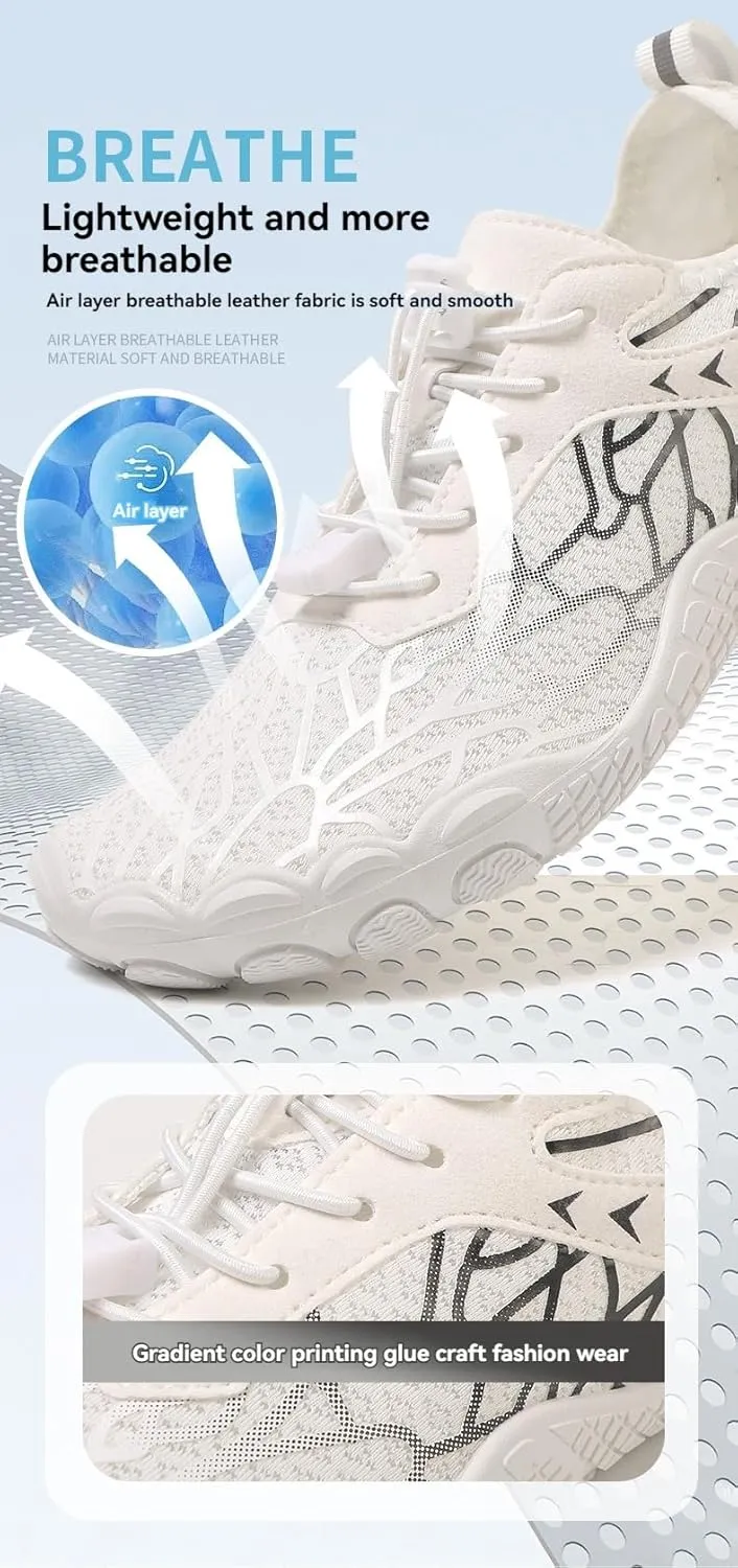 Thatrich Hike Barefoot Shoes for Women Men Wide Toe Box Sneakers Non-Slip Waterproof Comfy Breathable Water Shoe Hiking Travel Athletic Zero Drop Running Grounded Footwear Lightweight Casual Unisex