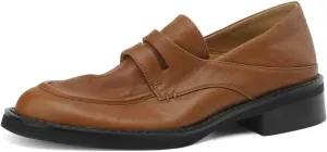 TinaCus Women's Genuine Leather Round Toe Classic Soft Chunky Heel Handmade Loafers Shoes