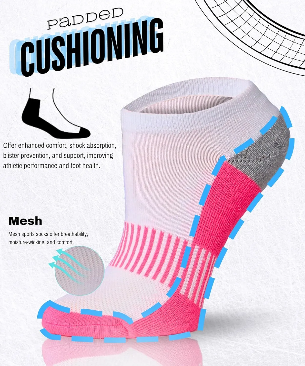 Tipi Toe Women's 12 Pack Athletic Cushioned Comfort Running Ankle Socks Available In Sizes 6-11