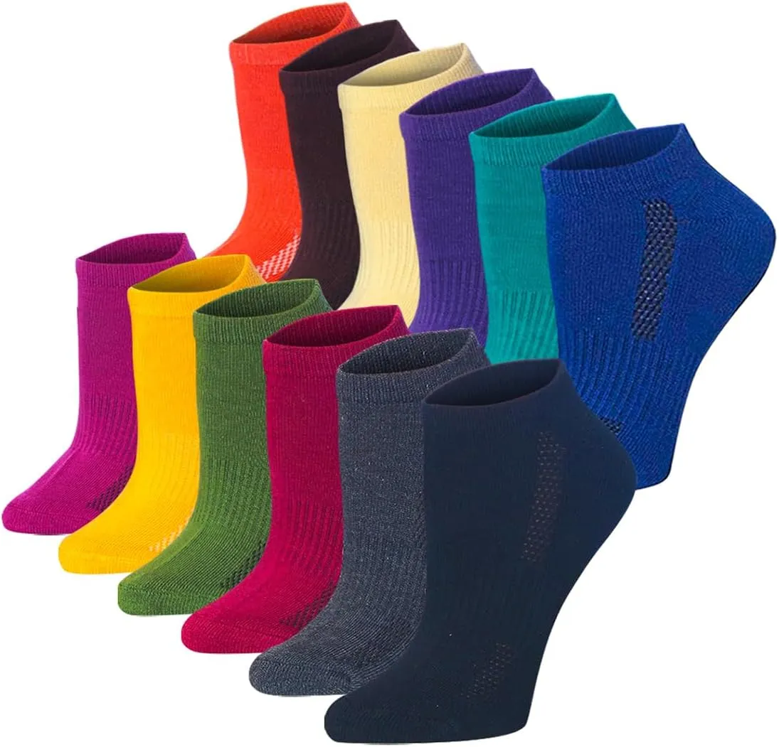 Tipi Toe Women's 12 Pack Athletic Cushioned Comfort Running Ankle Socks Available In Sizes 6-11