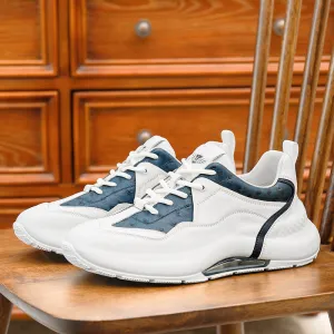 TNV Men shoes Real Leather Sneakers Laces Up Breathable Casual shoeslow heel Summer and Four season use DS3313