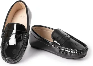 Toddler Boys Girls Leather Loafers,Little Kids Soft Slip-On Dress Shoes,Moccasins Flat Boat Shoes Casual Daily Walking Wedding Church School