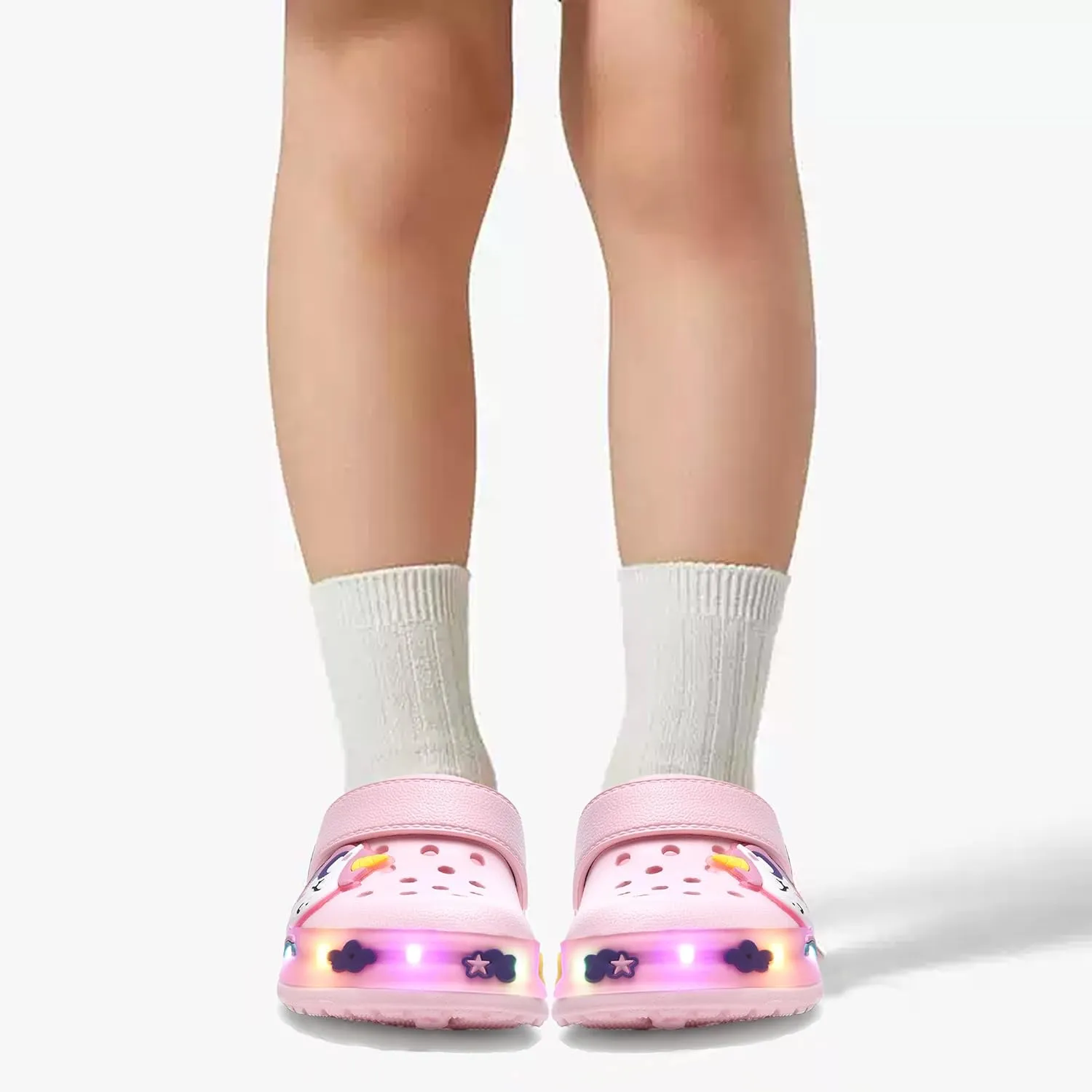 Toddler Kids' Girls LED Clogs Cute Garden Shoes Cartoon Slides Lightweight Non Slip Indoor Outdoor Sandals Beach Slippers Children