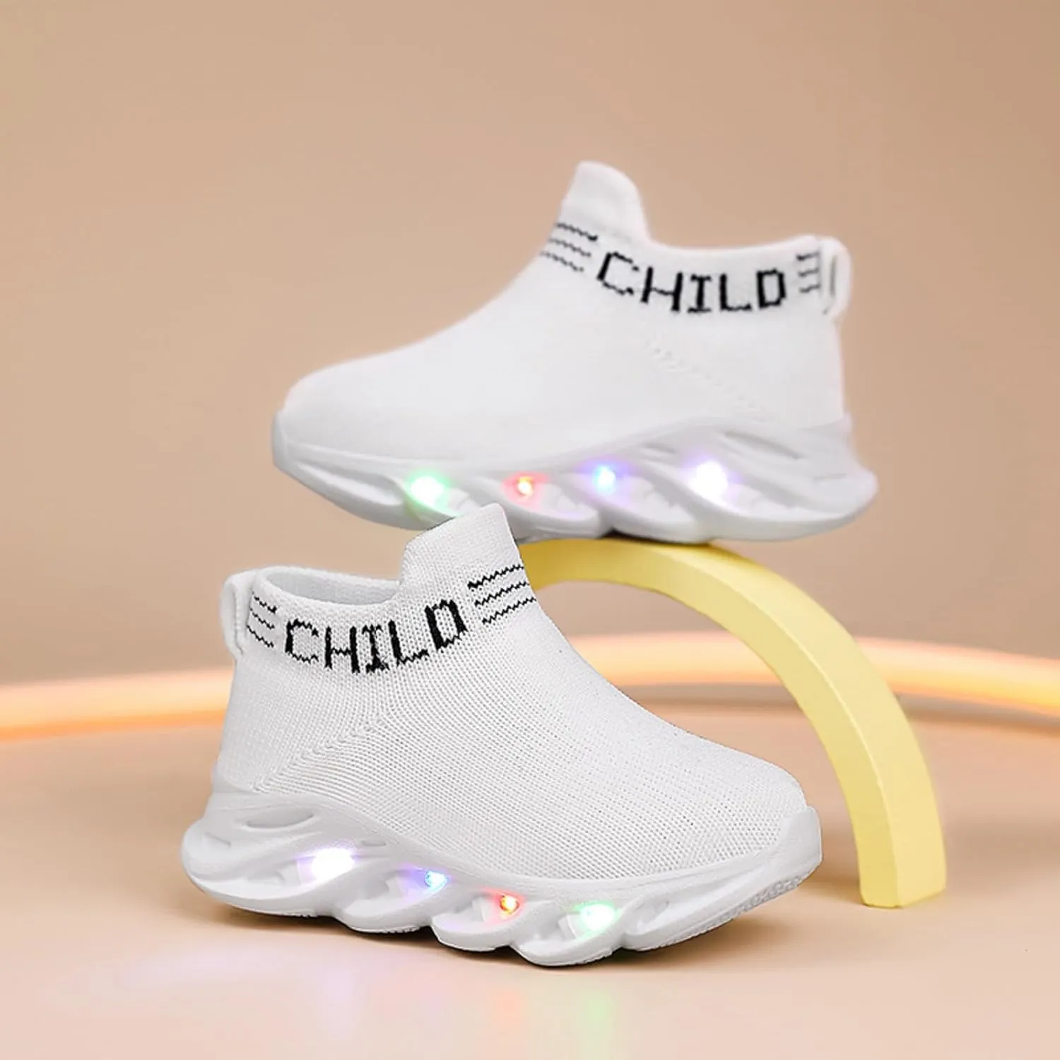 Toddler Light Up Shoes Little Kids Led Sneaker Breathable First Walking Athletic Casual Mesh Boys Girls Shoe