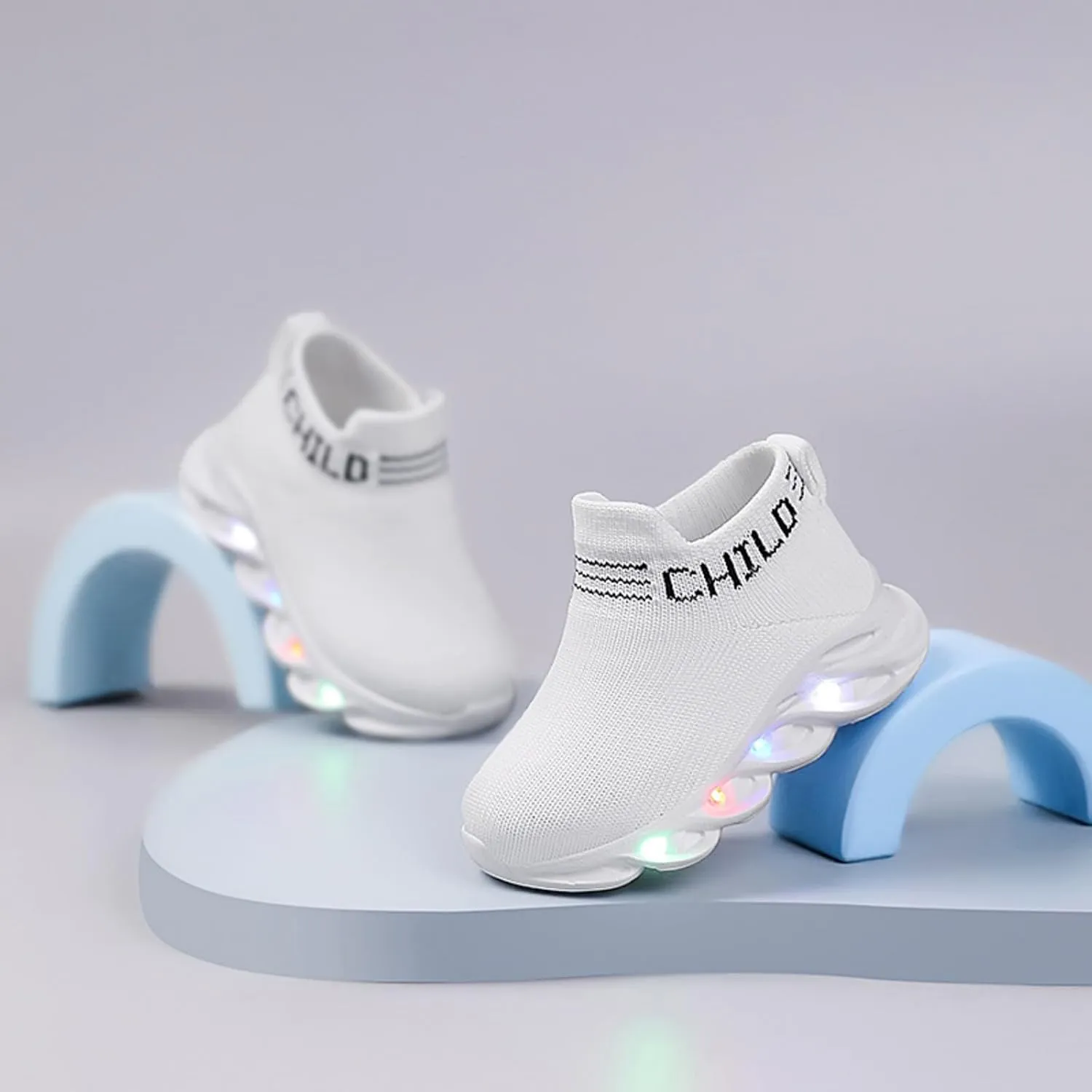 Toddler Light Up Shoes Little Kids Led Sneaker Breathable First Walking Athletic Casual Mesh Boys Girls Shoe