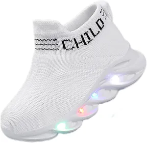 Toddler Light Up Shoes Little Kids Led Sneaker Breathable First Walking Athletic Casual Mesh Boys Girls Shoe
