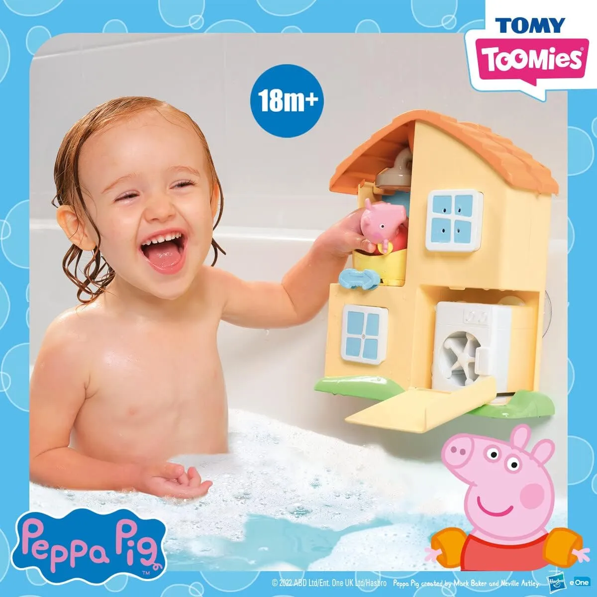 Toomies Peppa Pig House Bath Toy Playset – Toddler Bathtub Activity Center Suction Cup Toy – Peppa Pig Toddler and Baby Bath Toys - Toddler Bath and Water Toys - Ages 18 Months and Up