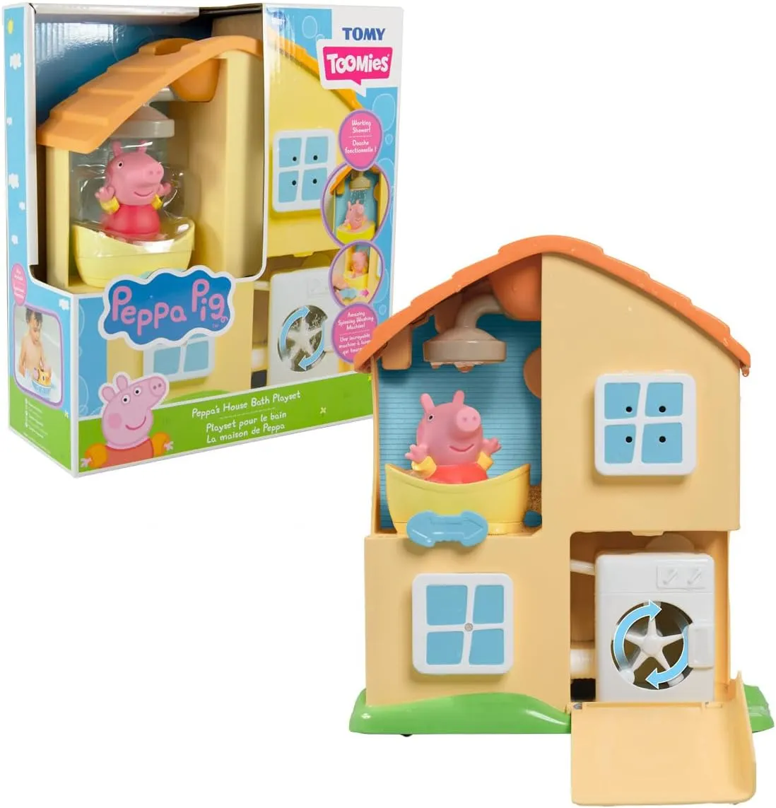 Toomies Peppa Pig House Bath Toy Playset – Toddler Bathtub Activity Center Suction Cup Toy – Peppa Pig Toddler and Baby Bath Toys - Toddler Bath and Water Toys - Ages 18 Months and Up