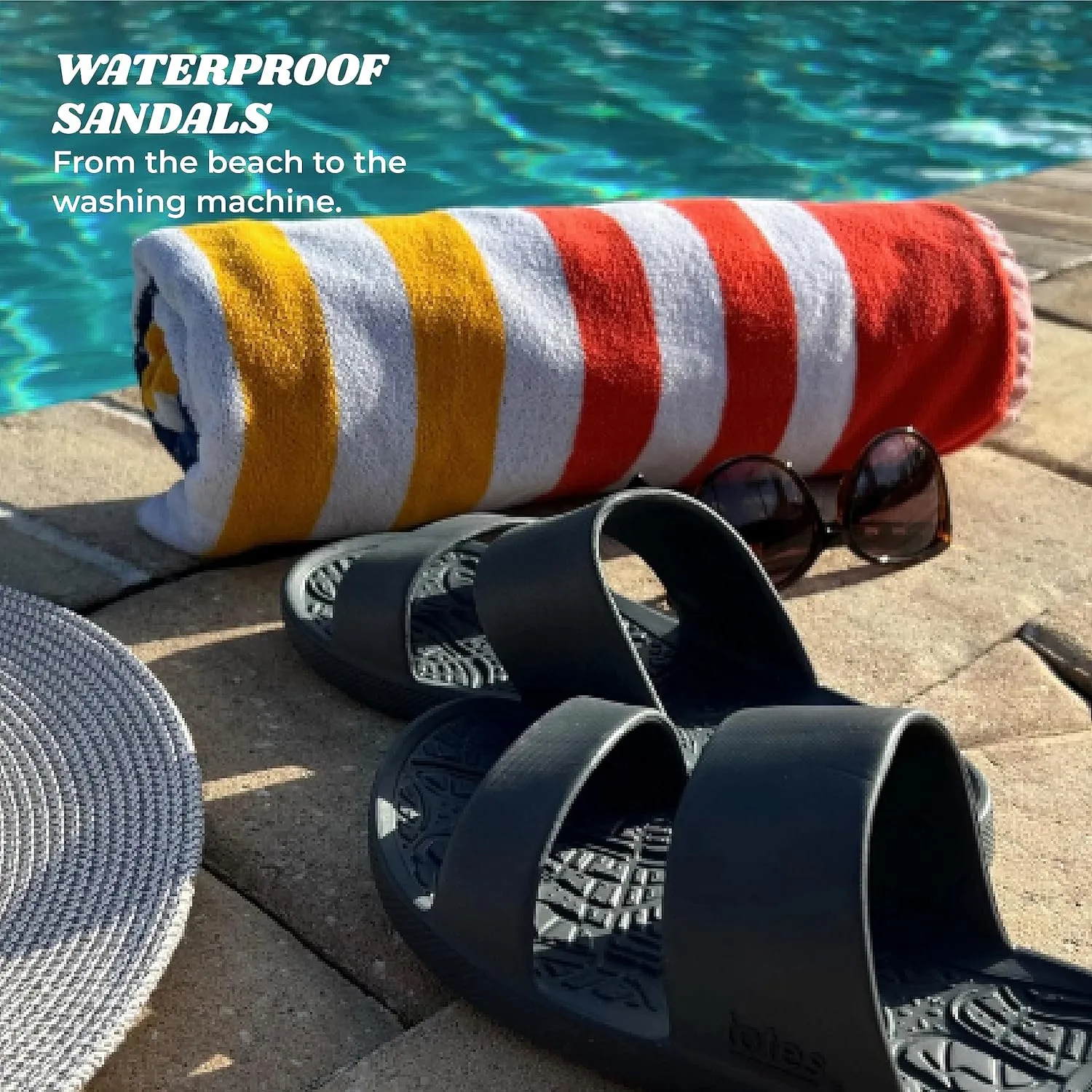 totes Women’s Slides - Everywear Hudson Soft, Waterproof Pool & Beach Sandals