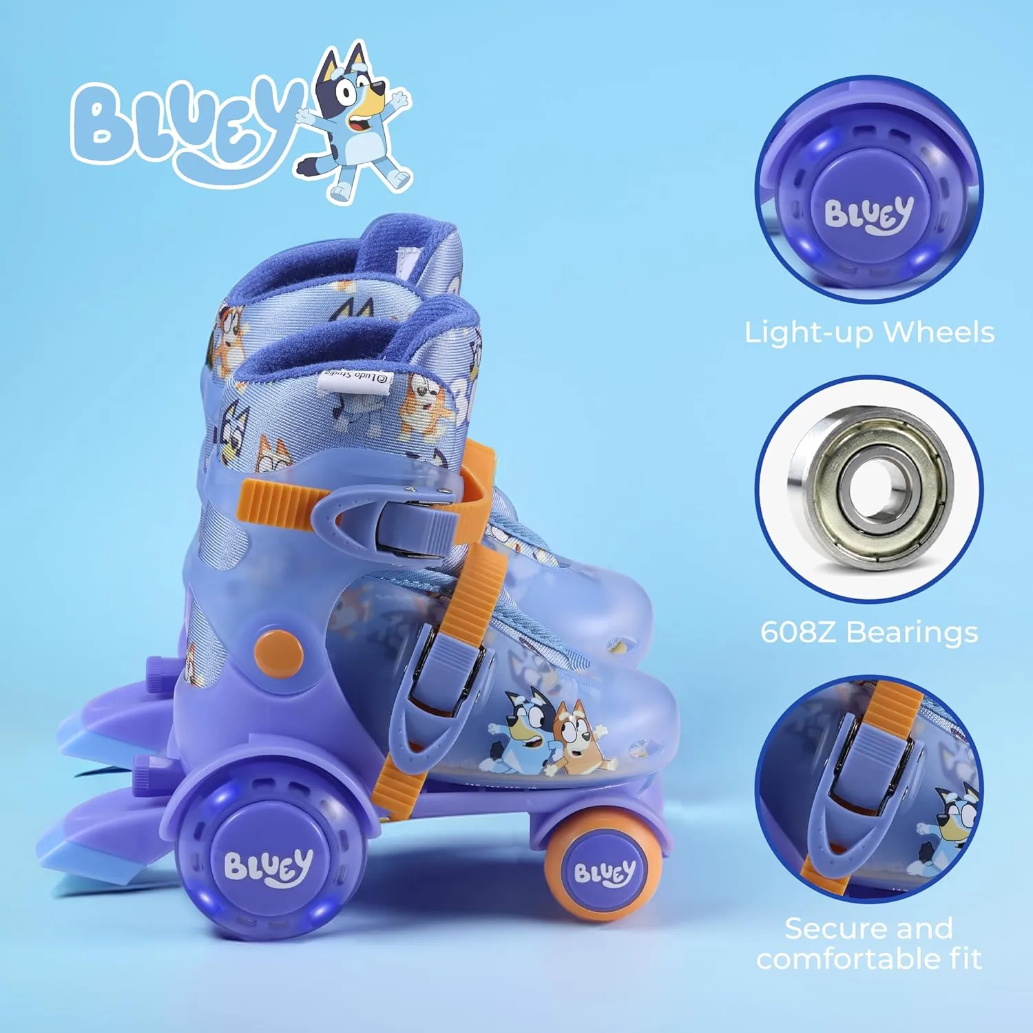 Trainer Skates - Light Up Wheels, ABEC 5 Bearings, Durable PVC Material, Foam Shoe Lining