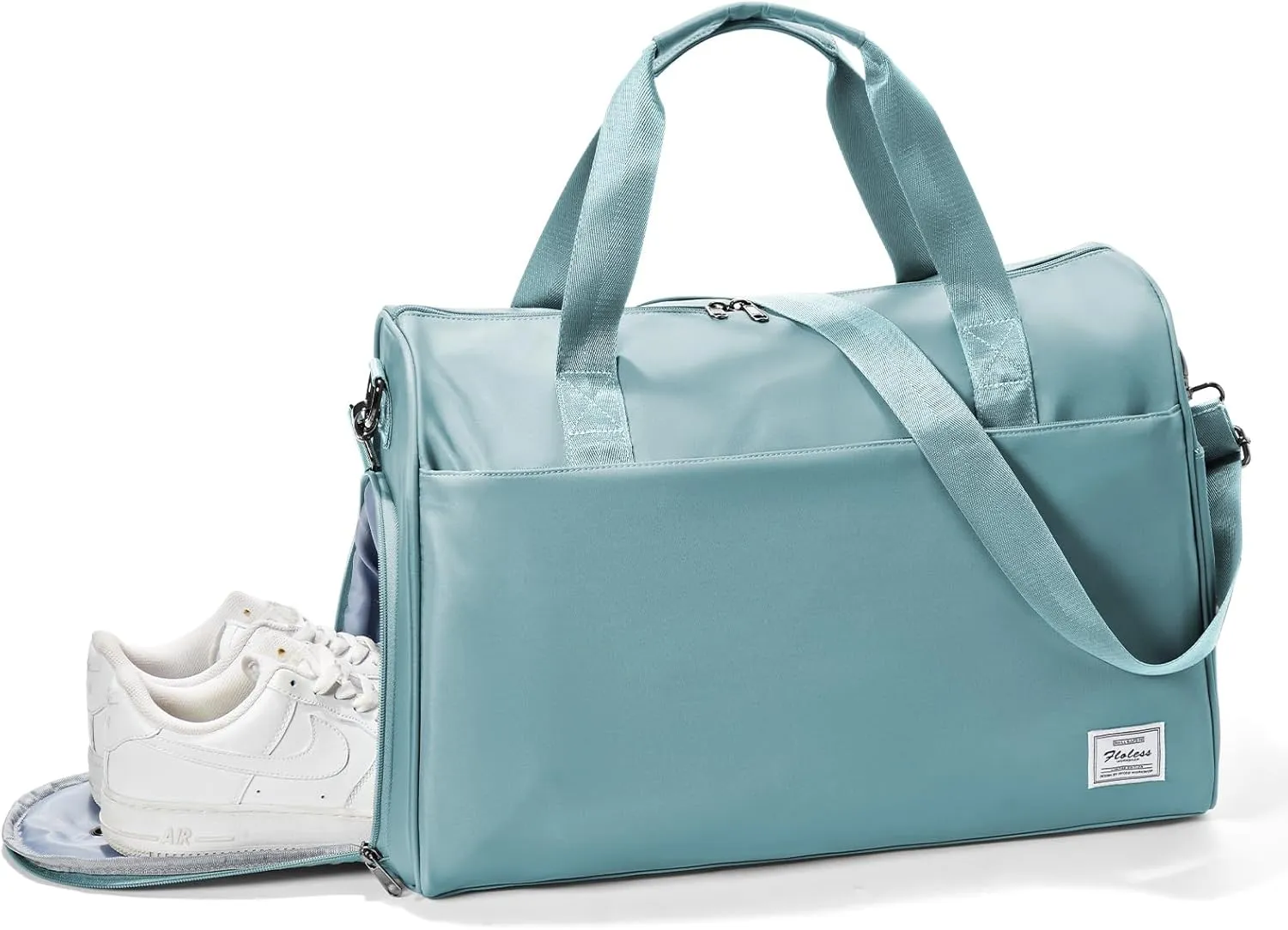 Travel Duffel Bags for Women & Men - Weekender with Shoe & Laptop Compartments - Carry On, Overnight, Gym & Hospital Bag - Light Blue