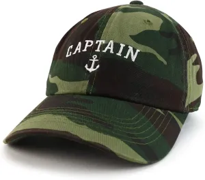 Trendy Apparel Shop Captain Anchor Embroidered Soft Crown 100% Brushed Cotton Cap